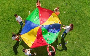 Parachute 6 Pieds Imperméable Parachute Jeu Enfant DIKACA 6 Pieds Arc-en-ciel - 300cm De Diamètre - Pour Jeux Extérieur Et Intérieur Activité Motricité Enfants